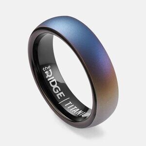 Ridge Titanium Wedding Band Men’s 9.5 - Burnt Titanium 6mm Rounded